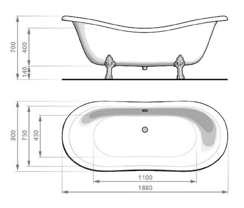 Casa Padrino Jugendstil Badewanne Rosa / Weiß / Silber 188 cm - Freistehende Retro Stil Badewanne
