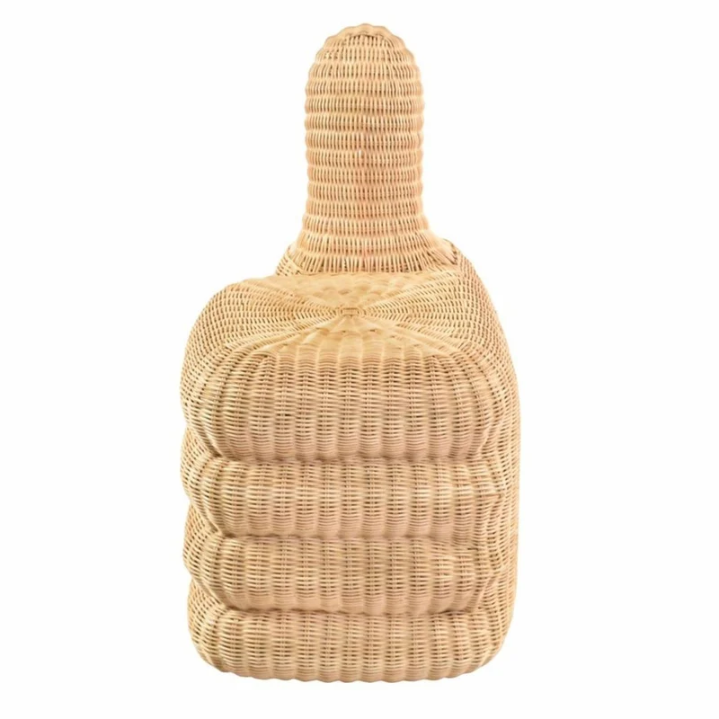 Casa Padrino Luxus Rattan Hocker Naturfarben H. 77 cm - Wohnzimmer & Hotel Möbel