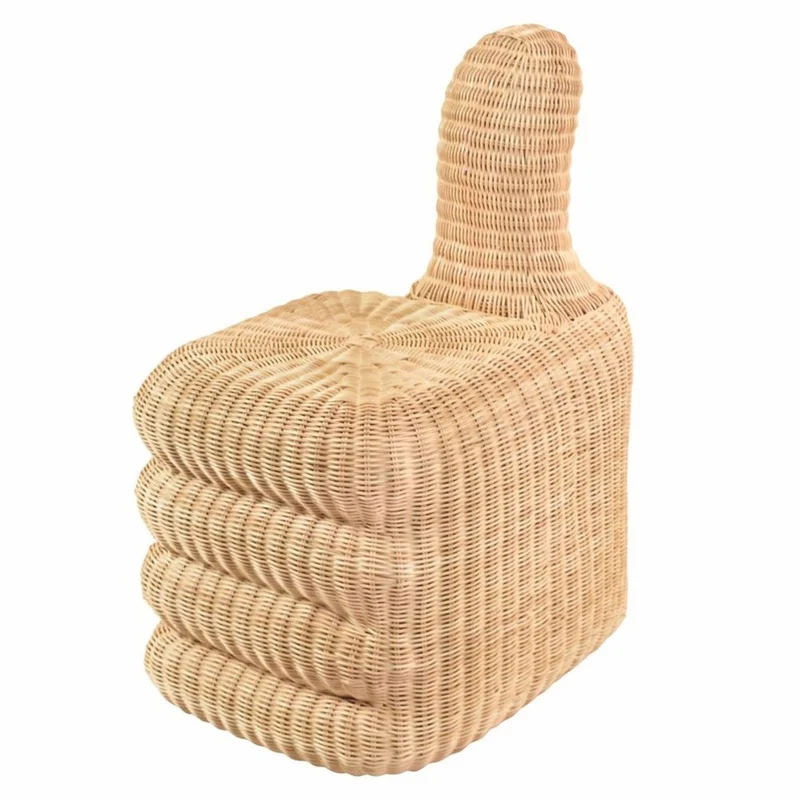 Casa Padrino Luxus Rattan Hocker Naturfarben H. 77 cm - Wohnzimmer & Hotel Möbel