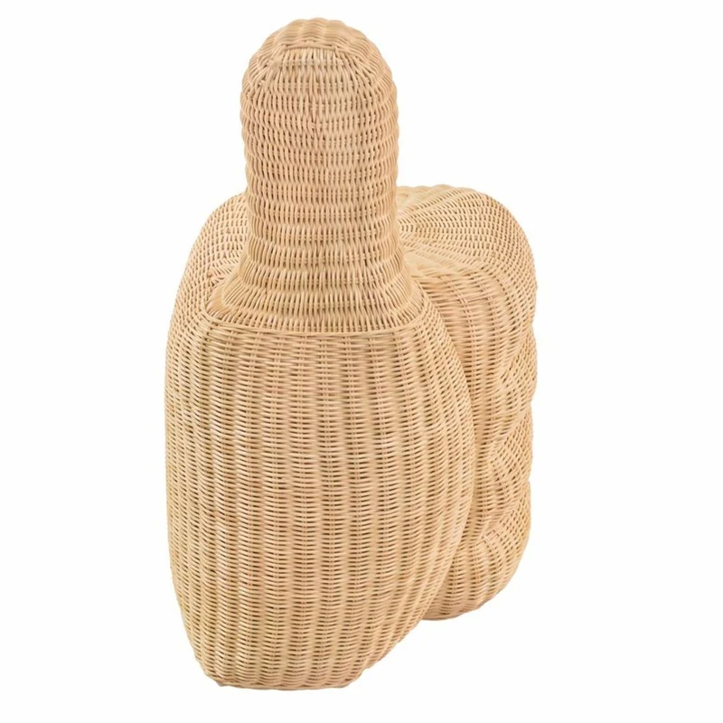 Casa Padrino Luxus Rattan Hocker Naturfarben H. 77 cm - Wohnzimmer & Hotel Möbel