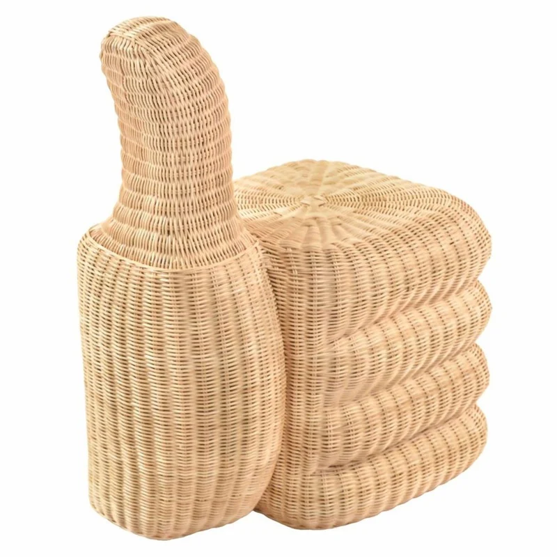 Casa Padrino Luxus Rattan Hocker Naturfarben H. 77 cm - Wohnzimmer & Hotel Möbel