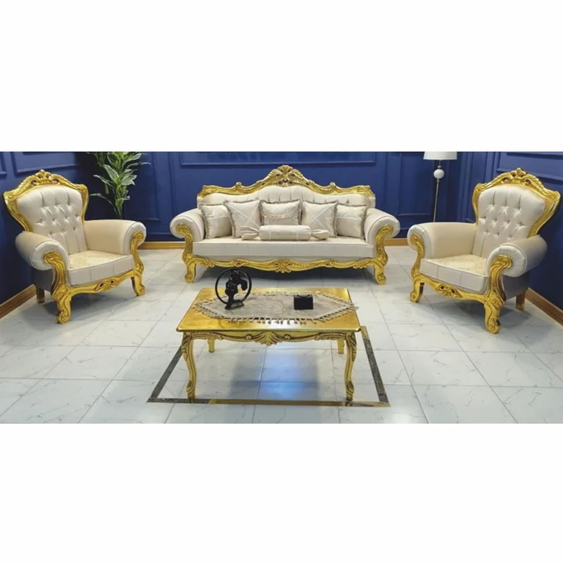 Casa Padrino Barock Wohnzimmer Möbel Set Creme / Gold - Barockstil Möbel