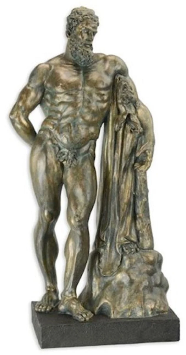 Casa Padrino Kunstharz Deko Skulptur Herkules Bronzefarben / Schwarz 25,8 x 15,7 x H. 52,1 - Elegante Dekofigur - Schreibtisch Deko - Wohnzimmer Deko