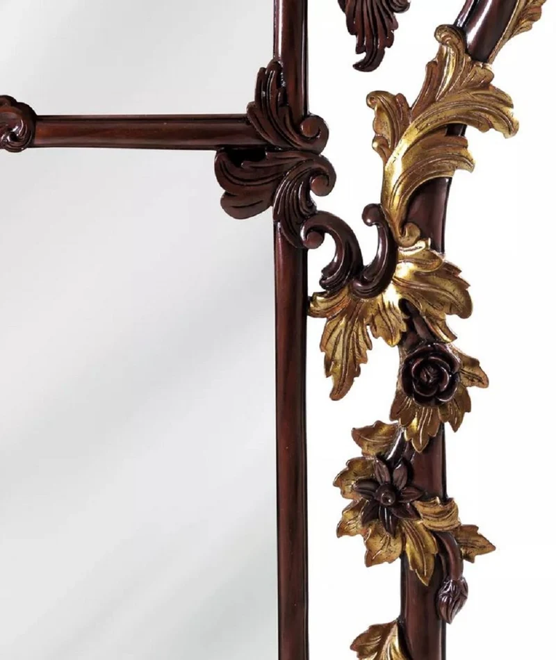 Casa Padrino Luxus Barock Mahagoni Spiegel Dunkelbraun / Gold H. 210 cm - Barock Möbel