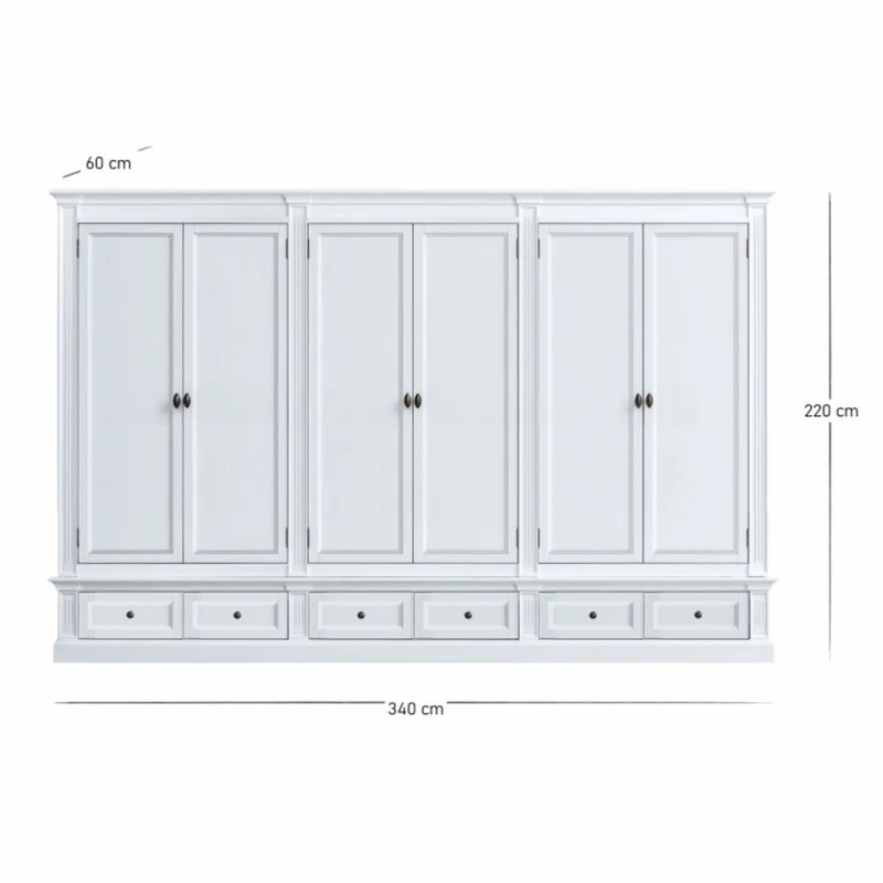 Casa Padrino Landhausstil Schlafzimmer Schrank Weiß 340 cm - Landhausstil Schlafzimmer Möbel