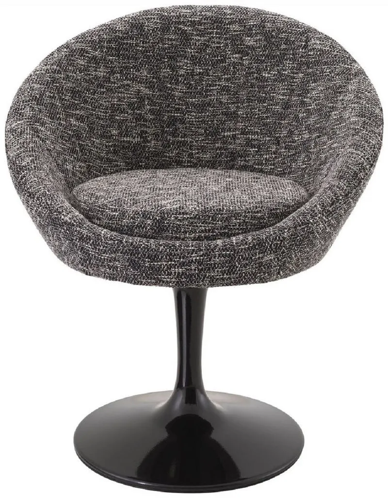 Casa Padrino Luxus Esszimmerstuhl Schwarz 67 x 57 x H. 78,5 cm - Drehstuhl im 60er Jahre Design - Luxus Esszimmer Möbel