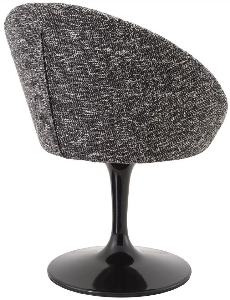 Casa Padrino Luxus Esszimmerstuhl Schwarz 67 x 57 x H. 78,5 cm - Drehstuhl im 60er Jahre Design - Luxus Esszimmer Möbel