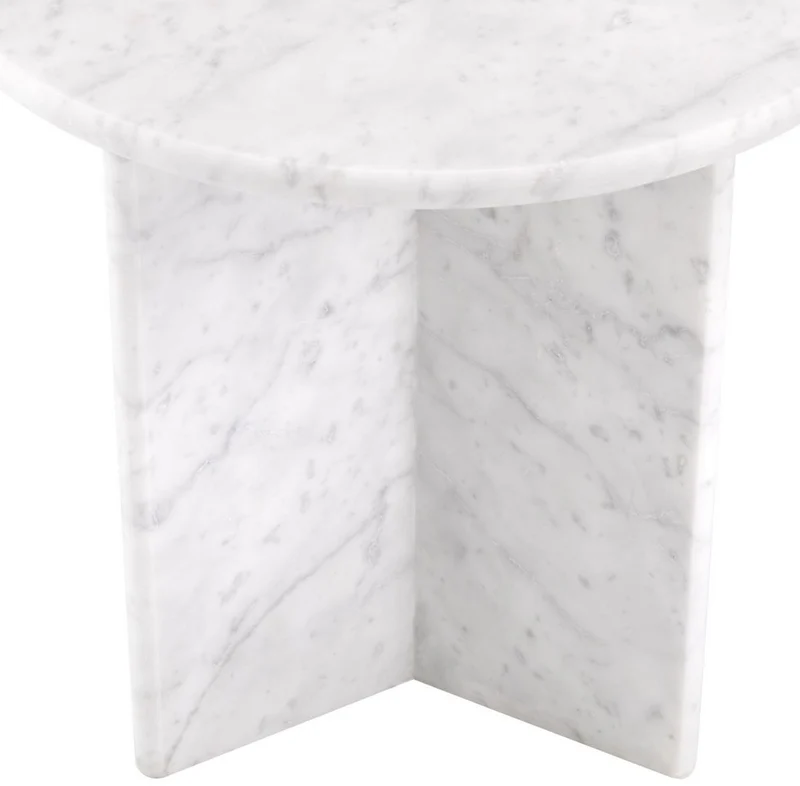Casa Padrino Luxus Beistelltisch Weiß Ø 45 x H. 45 cm - Runder Beistelltisch aus hochwertigem Carrara Marmor - Luxus Marmor Möbel