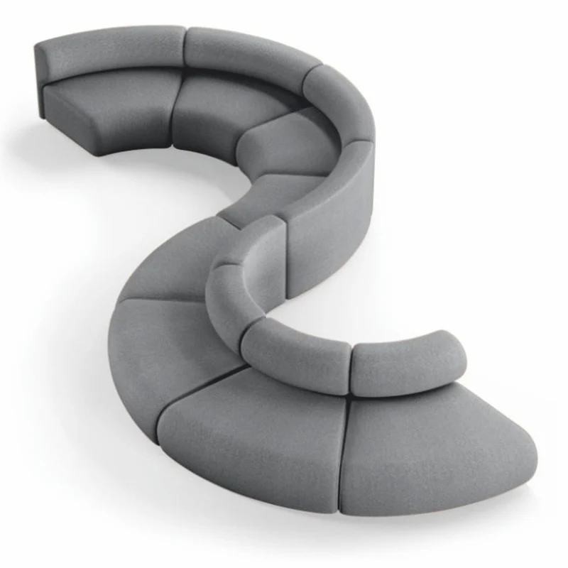 Casa Padrino Luxus Sofa Grau 590 cm - Gebogenes Modulares 8 Teiliges Sofa - Hotel Möbel
