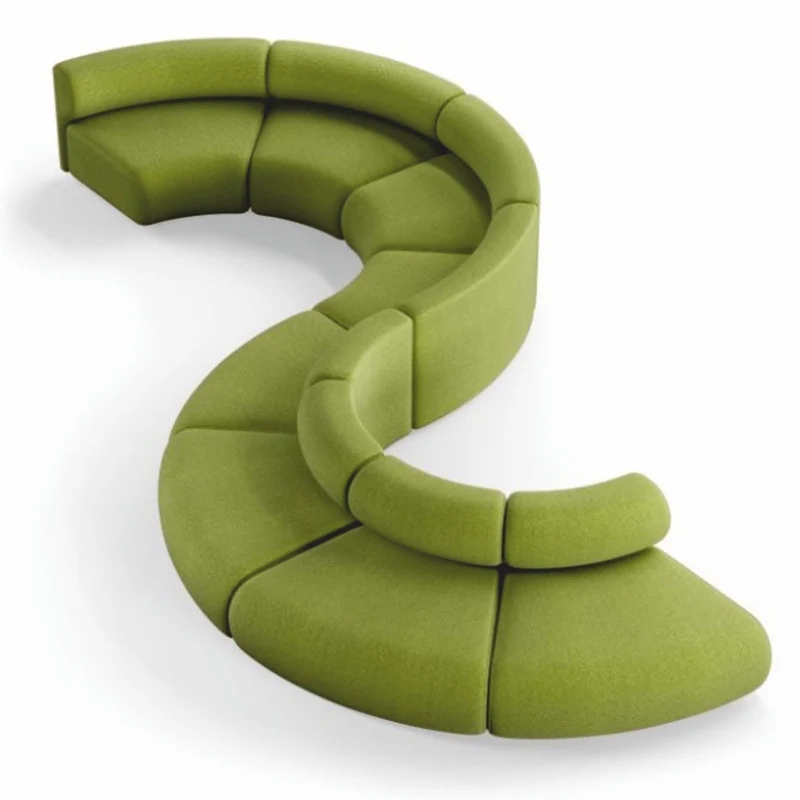 Casa Padrino Luxus Sofa Grün 590 cm - Gebogenes Modulares 8 Teiliges Sofa - Hotel Möbel