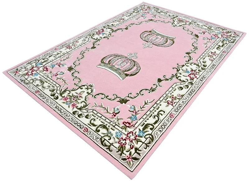 Pompöös by Casa Padrino Luxus Barock Teppich Krone von Harald Glööckler Rosa 200 x 300 cm