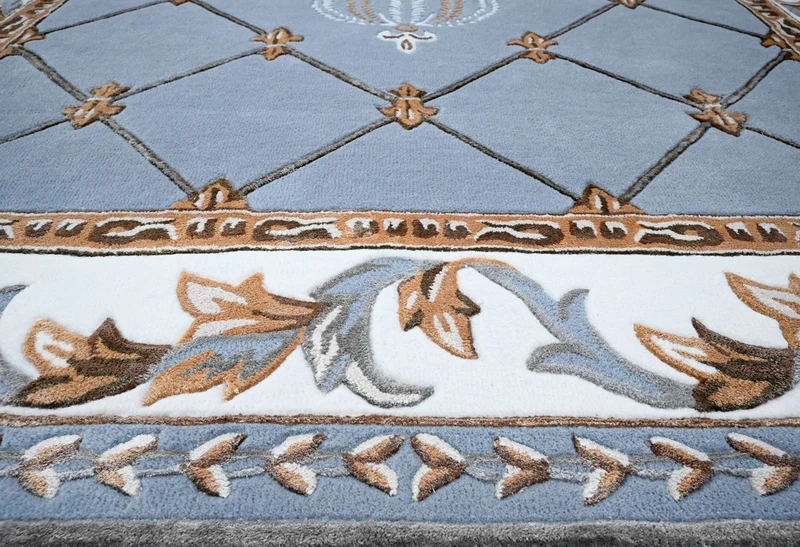 Pompöös by Casa Padrino Luxus Barock Teppich Krone von Harald Glööckler Blau 200 x 300 cm
