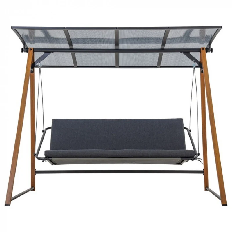 Casa Padrino Luxus Hollywood Schaukel Grau / Braun - Garten Schaukel mit Sonnendach