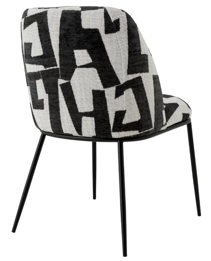 Casa Padrino Luxus Esszimmerstuhl Schwarz / Weiß B. 50 cm x T. 60 cm x H. 83 cm - Hotel Möbel
