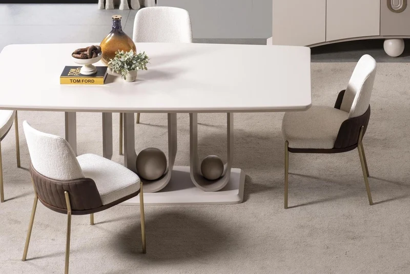 Casa Padrino Luxus Esszimmer Set - 1 Esstisch und 6 Esszimmer Stühle - Esszimmer Möbel
