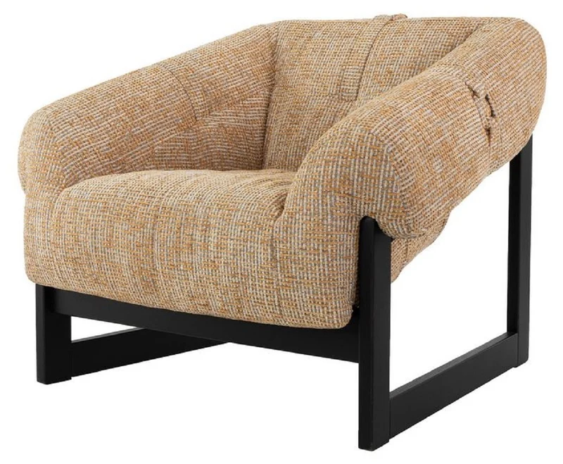 Casa Padrino Luxus Wohnzimmer & Hotel Sessel Beige / Schwarz H. 69 cm - Luxus Möbel