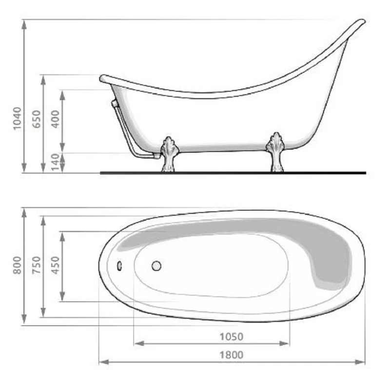 Casa Padrino Jugendstil Badewanne Gelb / Weiß / Gold 180 cm - Freistehende Retro Stil Badewanne