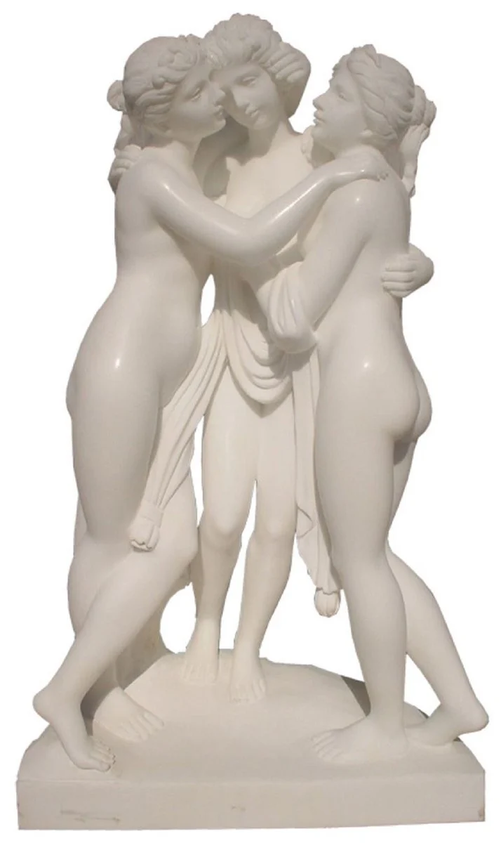 Casa Padrino Jugendstil Garten Deko Marmor Skulptur 3 Frauen Grau H. 180 cm