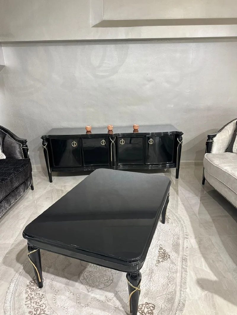 Casa Padrino Luxus Barock Couchtisch Schwarz / Gold 120 cm - Barockstil Möbel