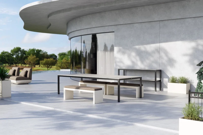 Casa Padrino Luxus Gartenbank Dunkelgrau / Matt Weiß 180 cm - Outdoor Garten Sitzbank