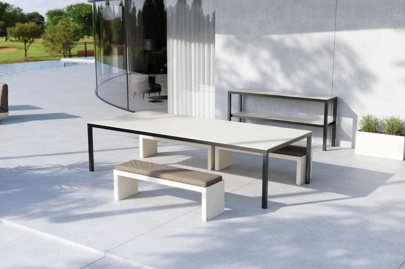 Casa Padrino Luxus Gartenbank Dunkelgrau / Matt Weiß 180 cm - Outdoor Garten Sitzbank