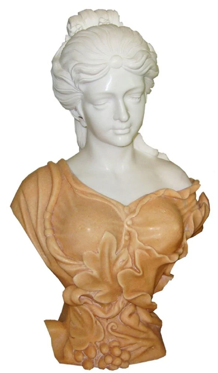 Casa Padrino Luxus Jugendstil Deko Marmor Büste Dame Weiß / Beige H. 65 cm