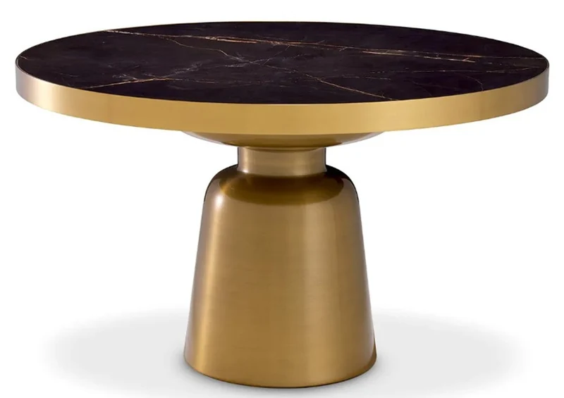 Casa Padrino Luxus Couchtisch schwarz / Antik Messingfarbig Ø 79,5 x H. 47,5 cm - Runder Couchtisch - Luxus Wohnzimmer Möbel
