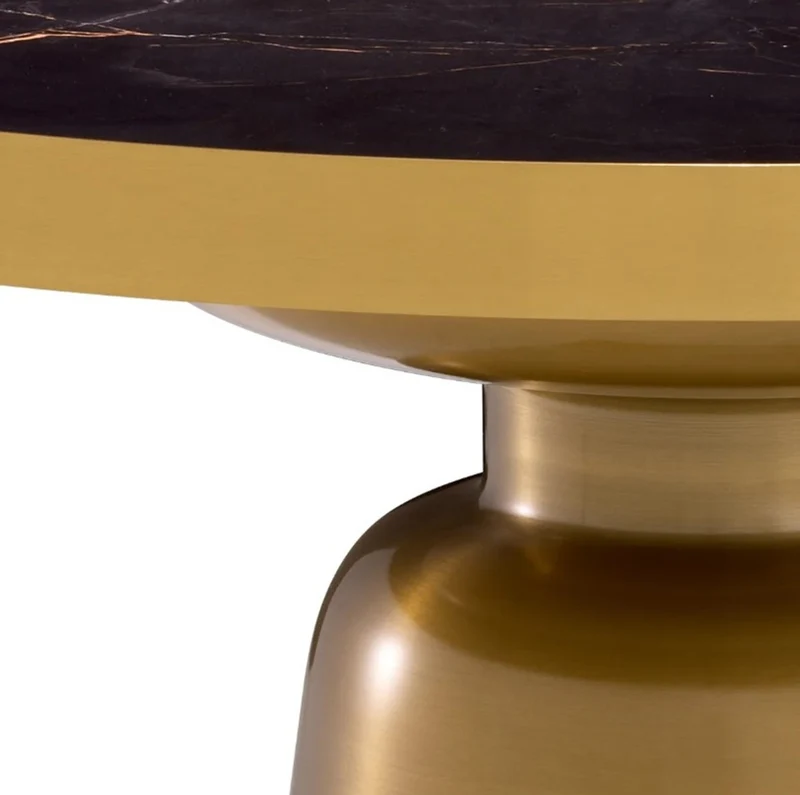 Casa Padrino Luxus Couchtisch schwarz / Antik Messingfarbig Ø 79,5 x H. 47,5 cm - Runder Couchtisch - Luxus Wohnzimmer Möbel