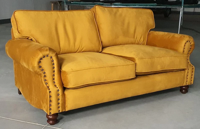 Casa Padrino Luxus Wohnzimmer Samt Sofa Gelb 175 cm - Luxus Möbel