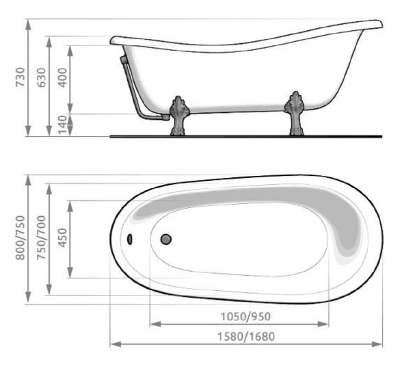 Casa Padrino Jugendstil Badewanne Schwarz / Silber 168 cm - Freistehende Retro Stil Badewanne