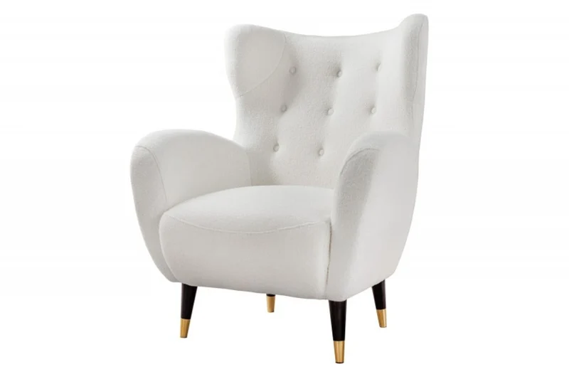 Chesterfield Sessel Weiß / Schwarz / Gold Ohrensessel aus dem Hause Casa Padrino