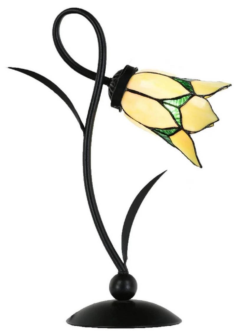 Casa Padrino Art Deco Tiffany Tischleuchte Schwarz / Gelb / Grün H. 40 cm - Tiffany Leuchten