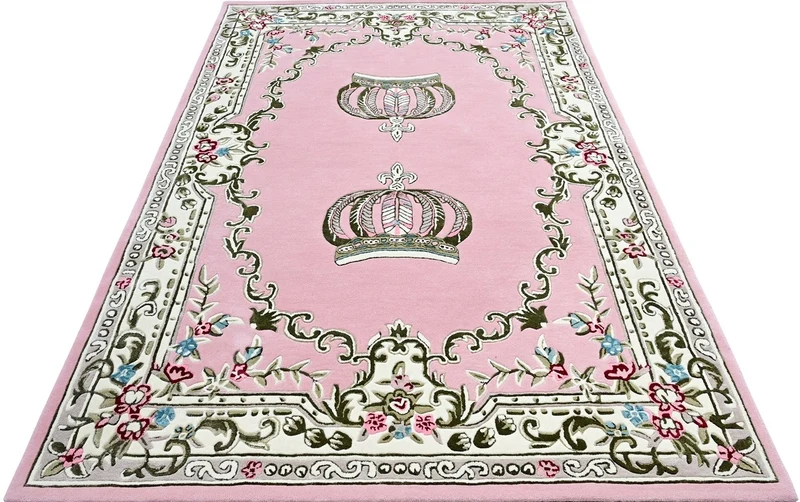 Pompöös by Casa Padrino Luxus Barock Teppich Krone von Harald Glööckler Rosa - Verschiedene Größen