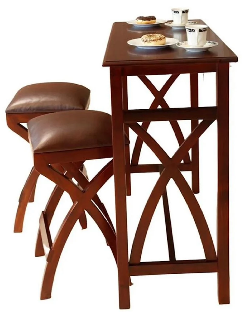 Casa Padrino Luxus Mahagoni Frühstückstisch Set Braun - Luxus Mahagoni Möbel