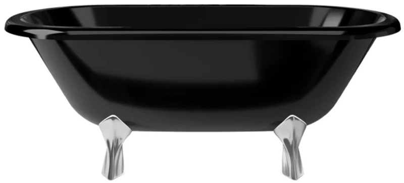 Casa Padrino Jugendstil Badewanne Schwarz / Silber 170 cm - Freistehende Retro Stil Badewanne