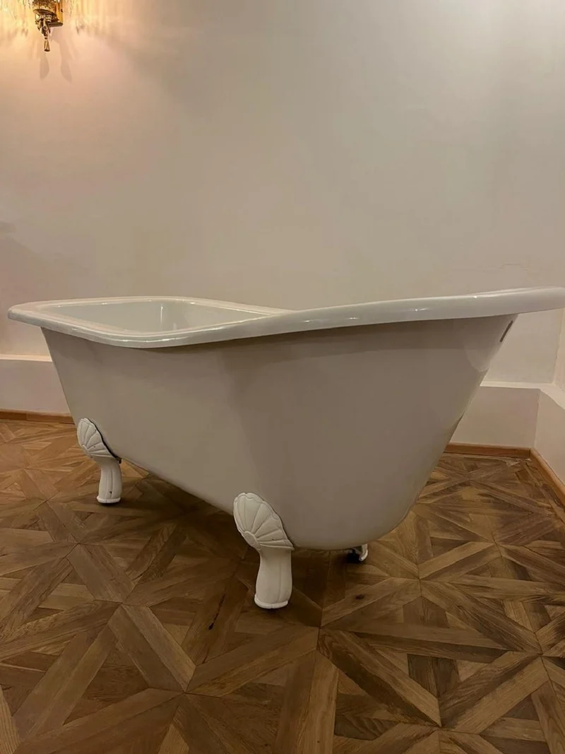 Casa Padrino Jugendstil Badewanne Weiß / Weiß 170 cm - Freistehende Retro Stil Badewanne