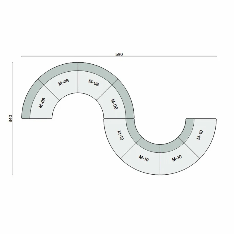 Casa Padrino Luxus Sofa Rot 590 cm - Gebogenes Modulares 8 Teiliges Sofa - Hotel Möbel