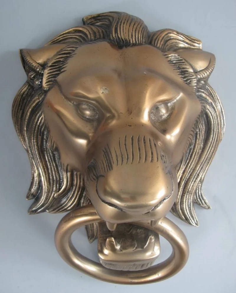 Casa Padrino Barock Aluminium Türklopfer Löwe Bronze H. 40 cm - Barock Deko Accessoires