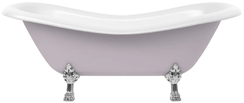 Casa Padrino Jugendstil Badewanne Grau / Weiß / Silber 188 cm - Freistehende Retro Stil Badewanne