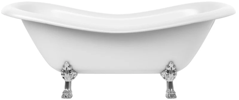 Casa Padrino Jugendstil Badewanne Weiß / Silber 188 cm - Freistehende Retro Stil Badewanne