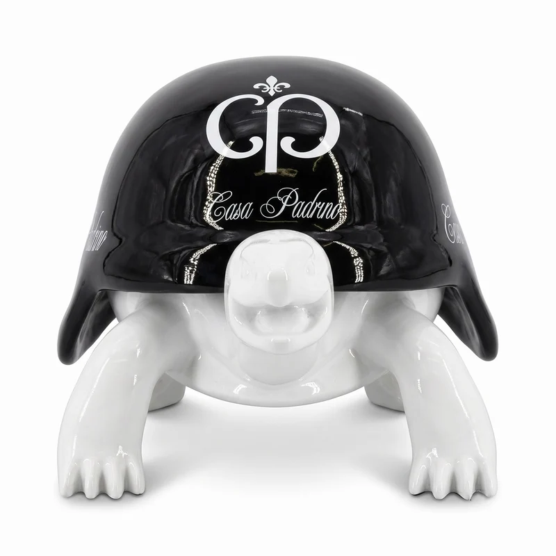 Casa Padrino Luxus Deko Figur Schildkröte Weiß / Schwarz 40 cm - Deko Accessoires