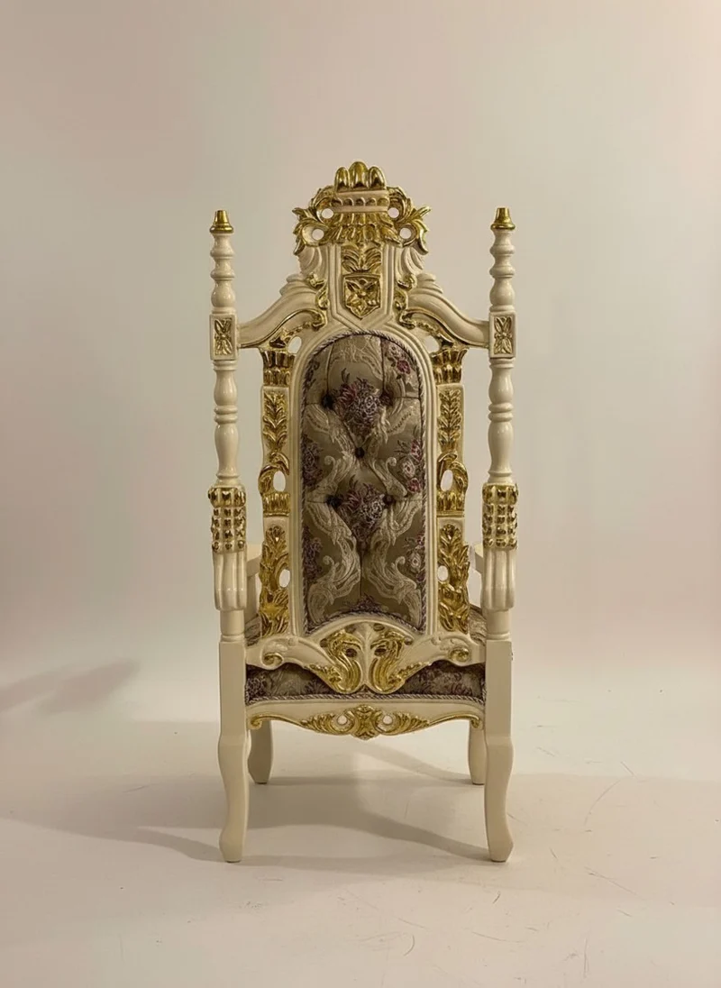 Pompöös by Casa Padrino Luxus Barock Thron Sessel Krone Creme / Gold - designed by Harald Glööckler