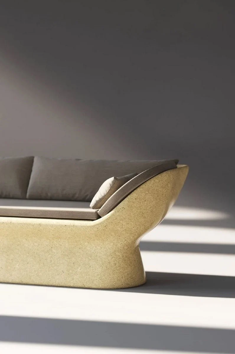 Casa Padrino Luxus Sofa Anthrazit / Gelb 200 cm - Wetterfestes Beton Sofa