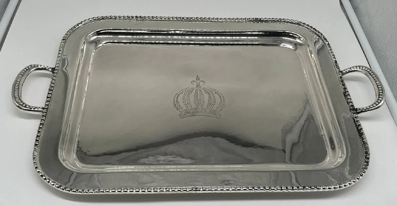 Pompöös by Casa Padrino Luxus Barock Serviertablett Krone Silber 48 cm - designed by Harald Glööckler