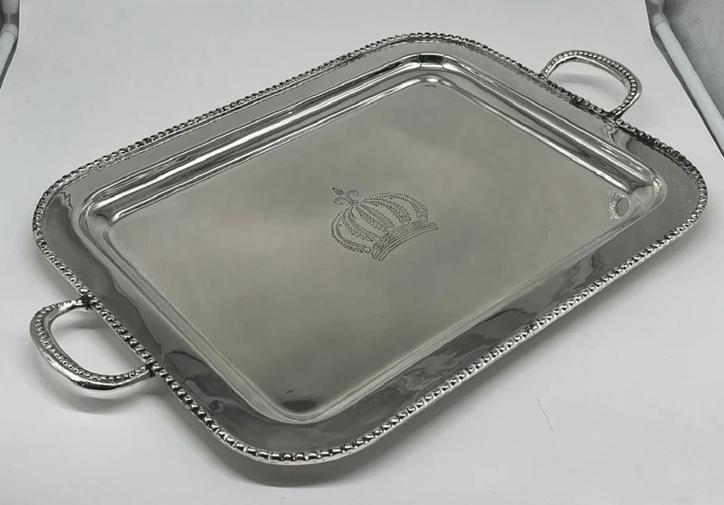 Pompöös by Casa Padrino Luxus Barock Serviertablett Krone Silber 48 cm - designed by Harald Glööckler
