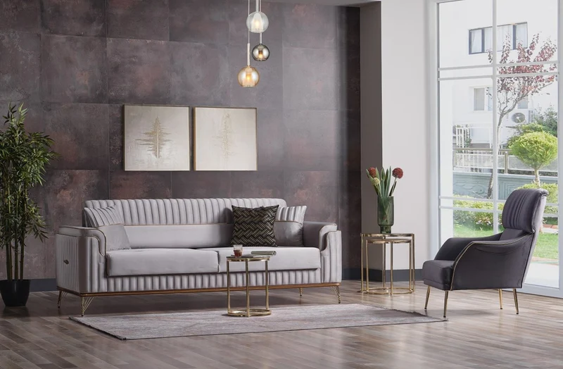 Casa Padrino Luxus Wohnzimmer Sessel Lila / Gold H. 99 cm - Luxus Möbel