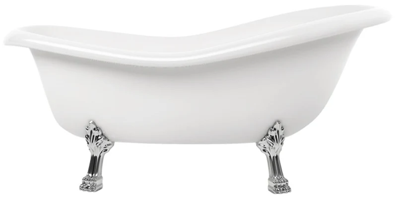Casa Padrino Jugendstil Badewanne Weiß / Silber 168 cm - Freistehende Retro Stil Badewanne