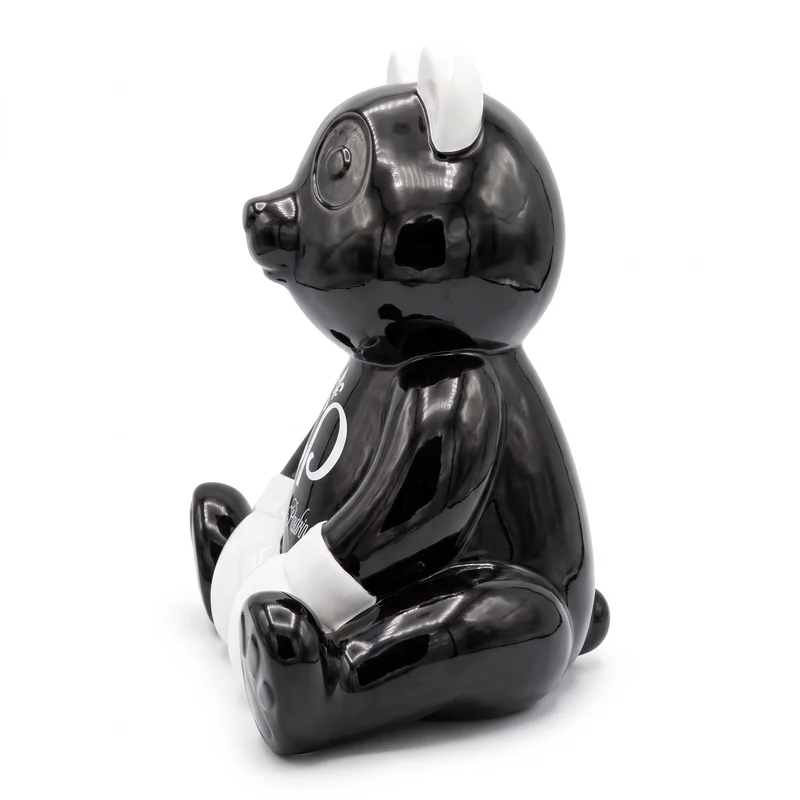 Casa Padrino Luxus Deko Figur Boxer Teddybär Schwarz / Weiß 50 cm - Deko Skulptur