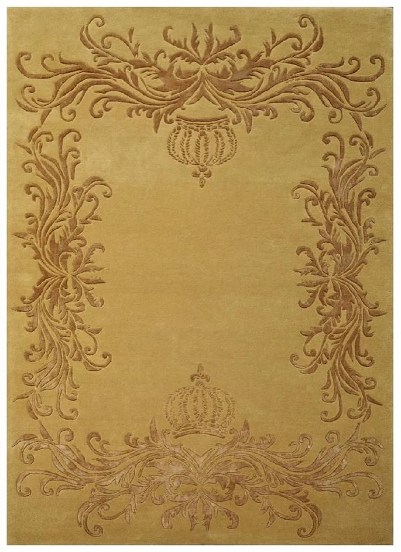 Pompöös by Casa Padrino Luxus Barock Teppich Krone von Harald Glööckler Gold 200 x 300 cm