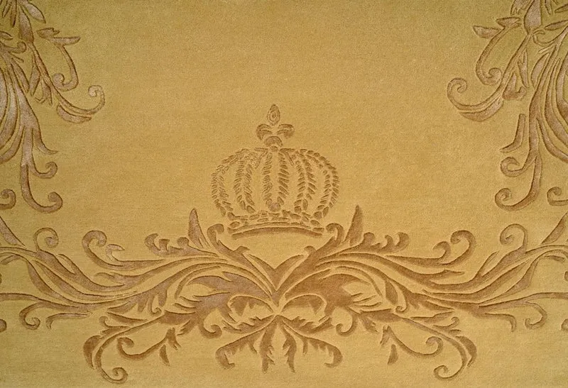 Pompöös by Casa Padrino Luxus Barock Teppich Krone von Harald Glööckler Gold 200 x 300 cm